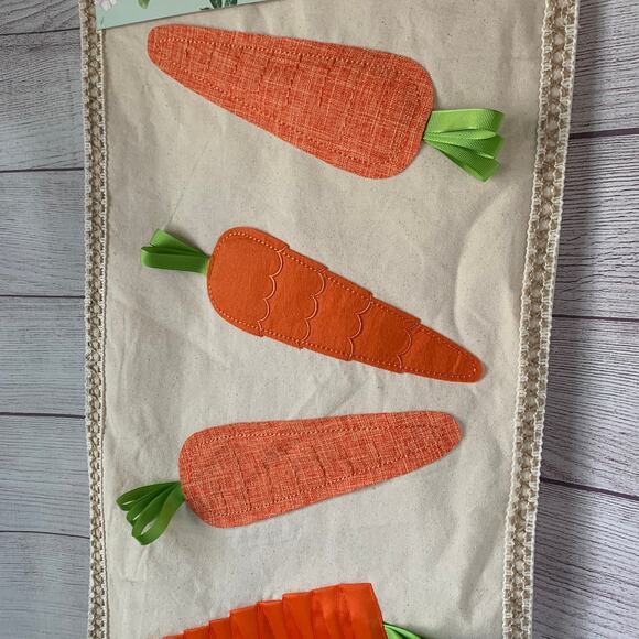 House & Garden Easter Carrot Table Runner Green Ribbon Leaves 14x48 - Picture 11 of 14